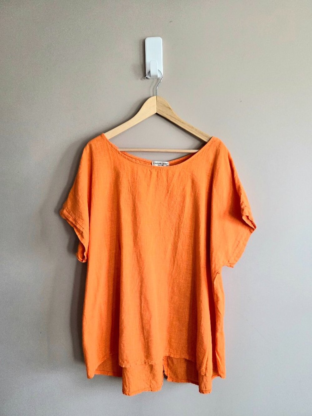 Terzo Millennio Linen cotton Blend Orange Summer Top Blouse Short Sleeve